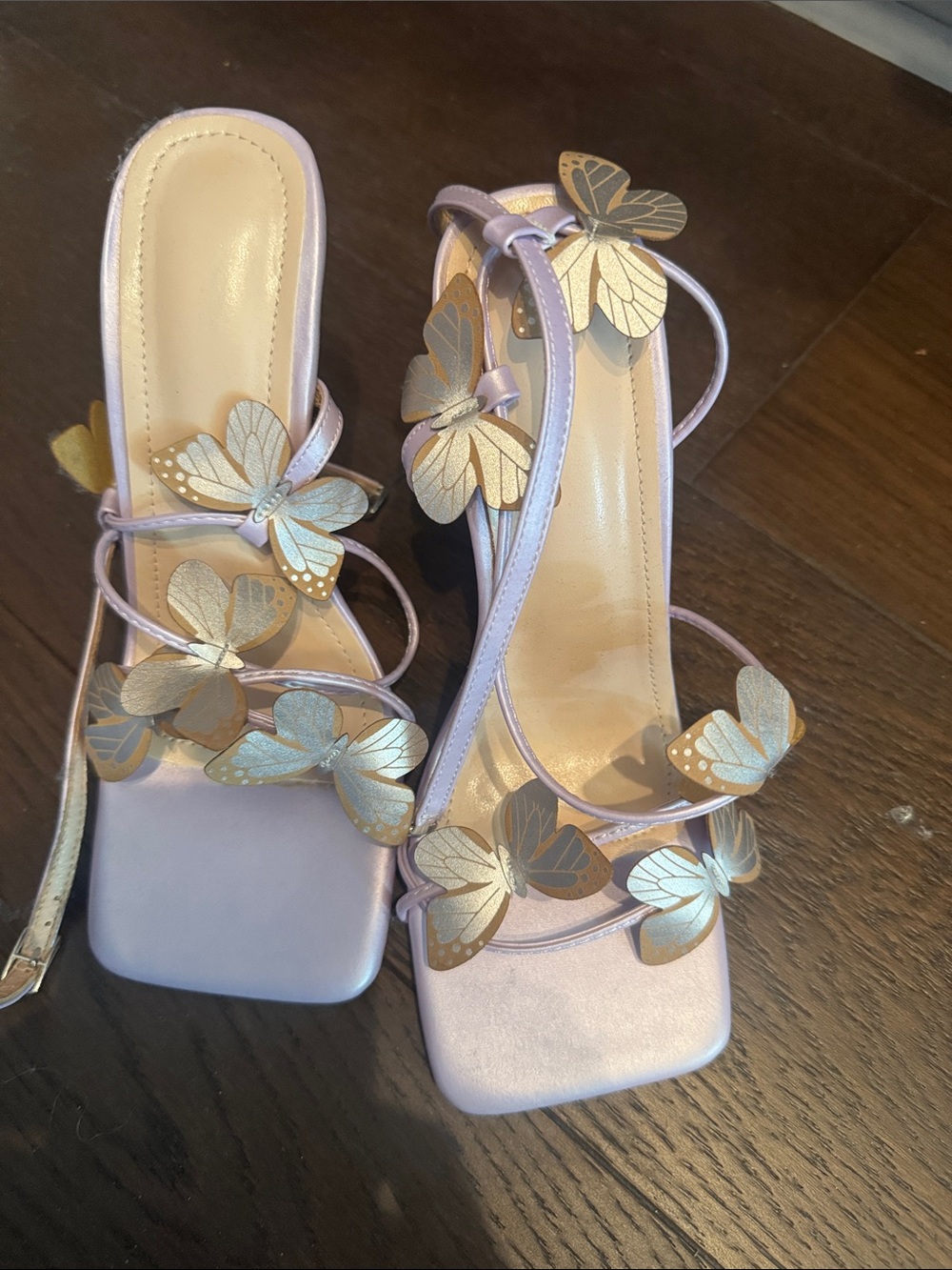 Lavender Butterfly Strappy Heels